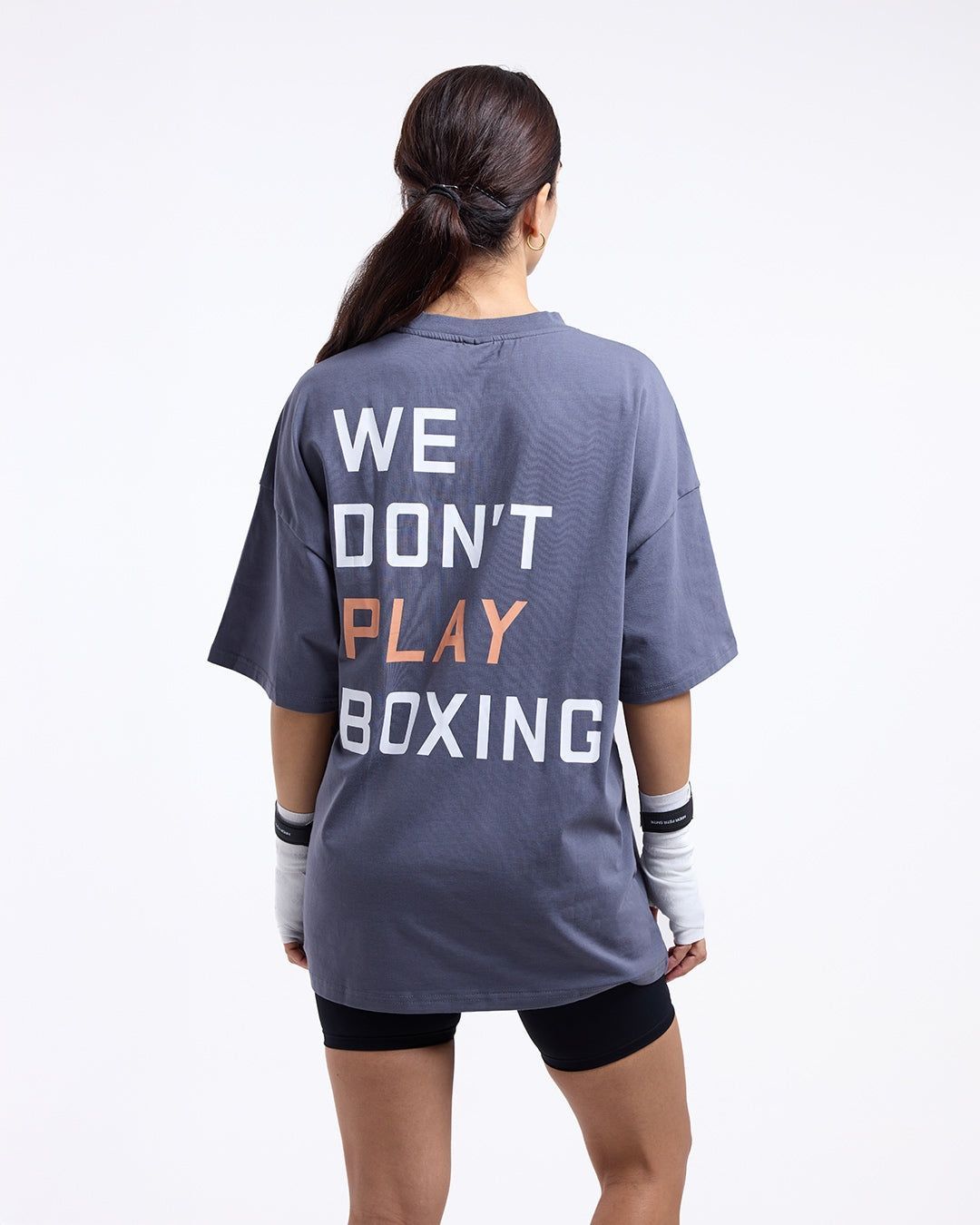 Футболка We Don't Play Boxing Oversized Темно-сіра, XS