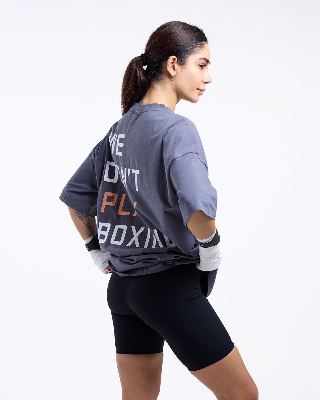 Футболка We Don't Play Boxing Oversized Темно-сіра, XS