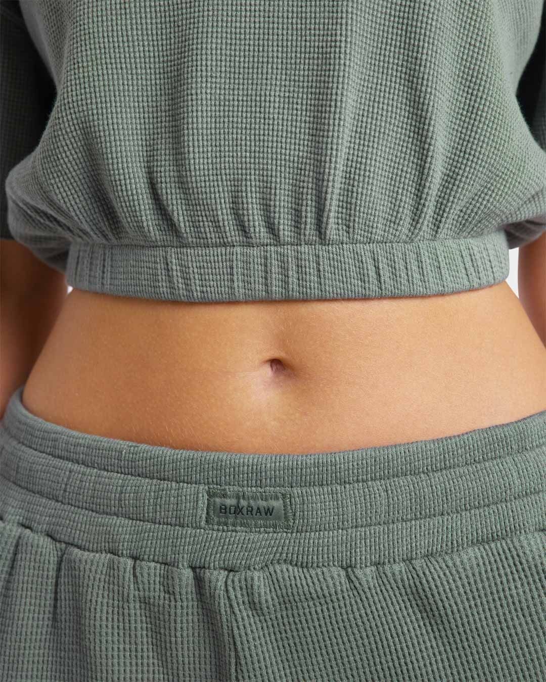 Футболка Shirley Waffle Cropped Зелена, XS