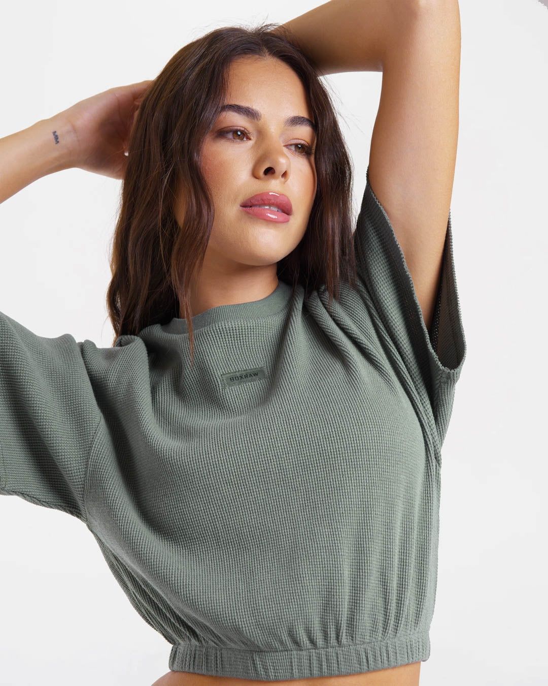 Футболка Shirley Waffle Cropped Зелена, S