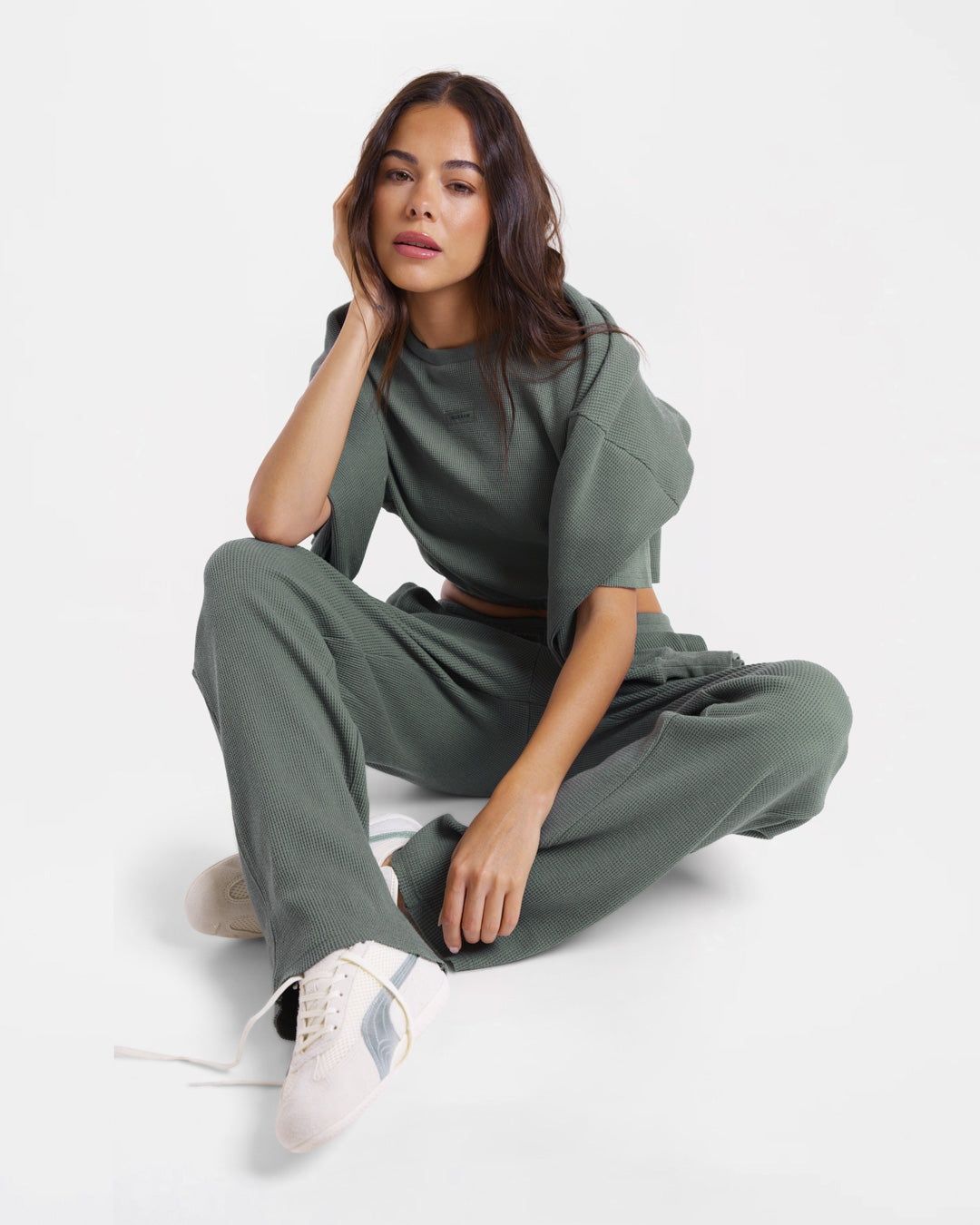 Футболка Shirley Waffle Cropped Зелена, S