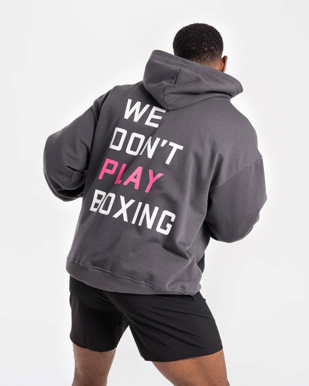Худі We Don't Play Boxing Сірий/Рожевий, XS