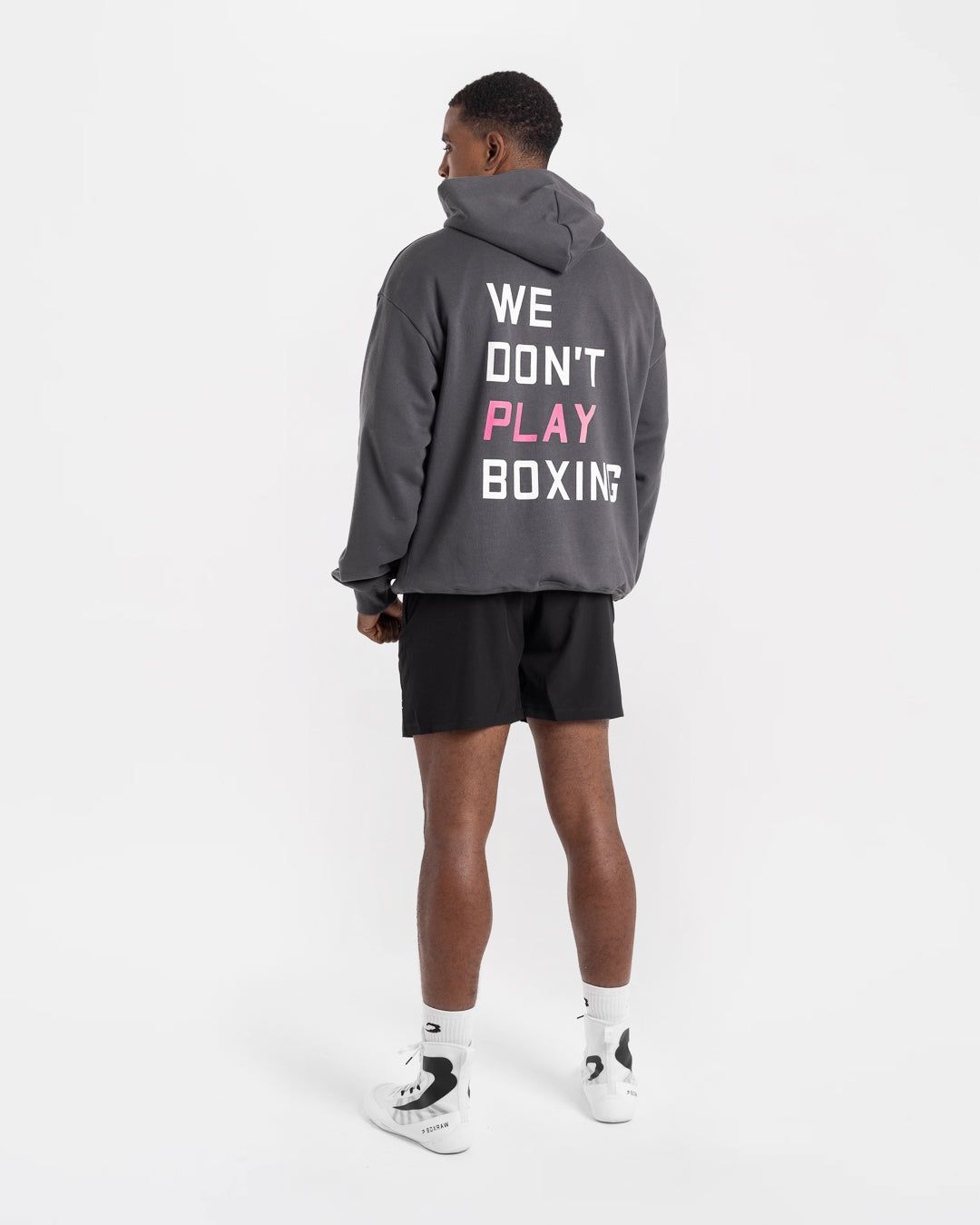 Худі We Don't Play Boxing Сірий/Рожевий, XS