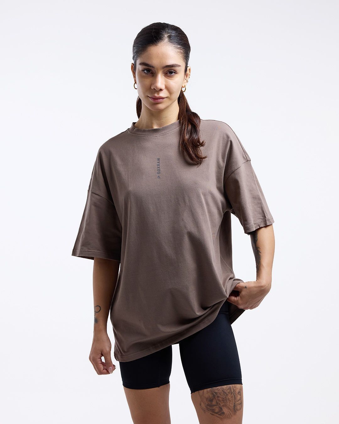 Футболка Lineal Oversized Коричнева, XS
