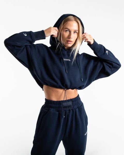 Худі Johnson Cropped Темно-синє, XS