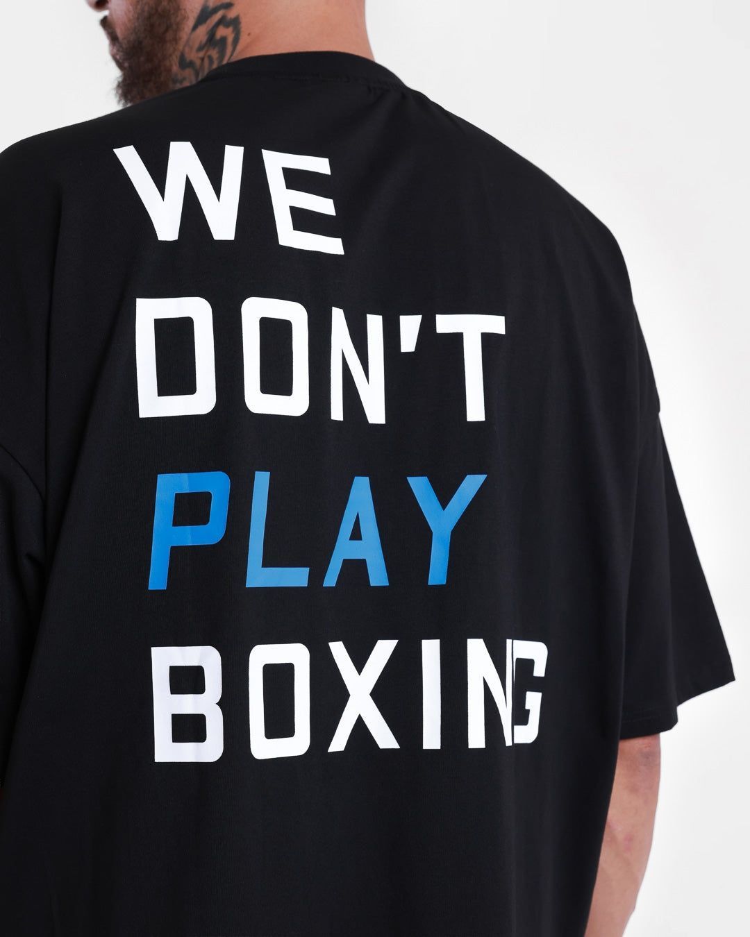 Футболка We Don't Play Boxing Чорний/Блакитний, XS