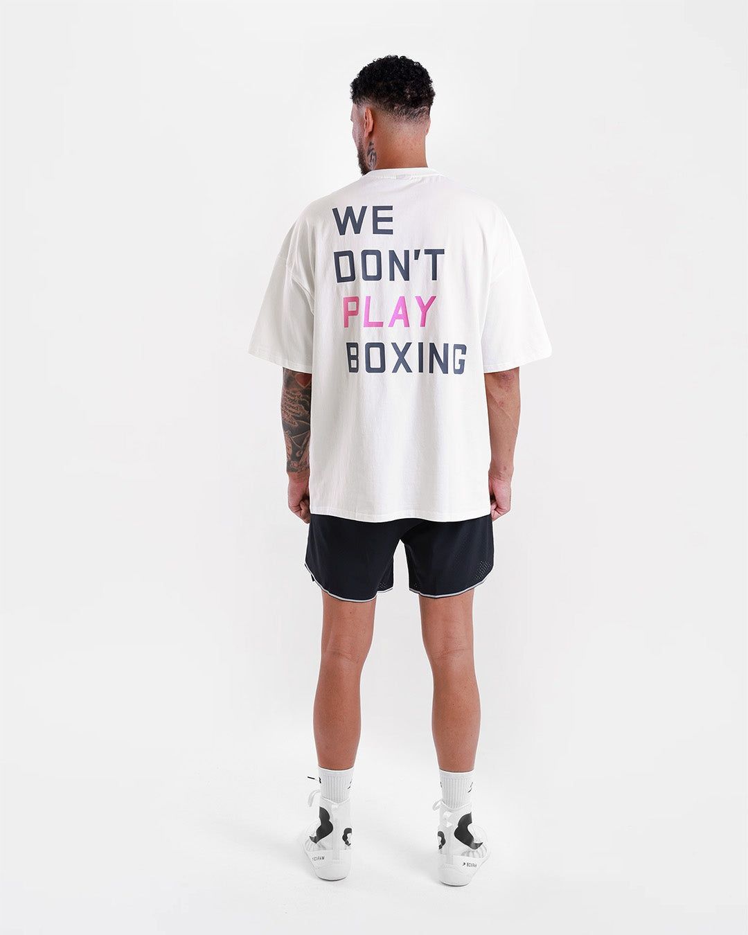 Футболка We Don't Play Boxing Oversized Білий/Рожевий, XS