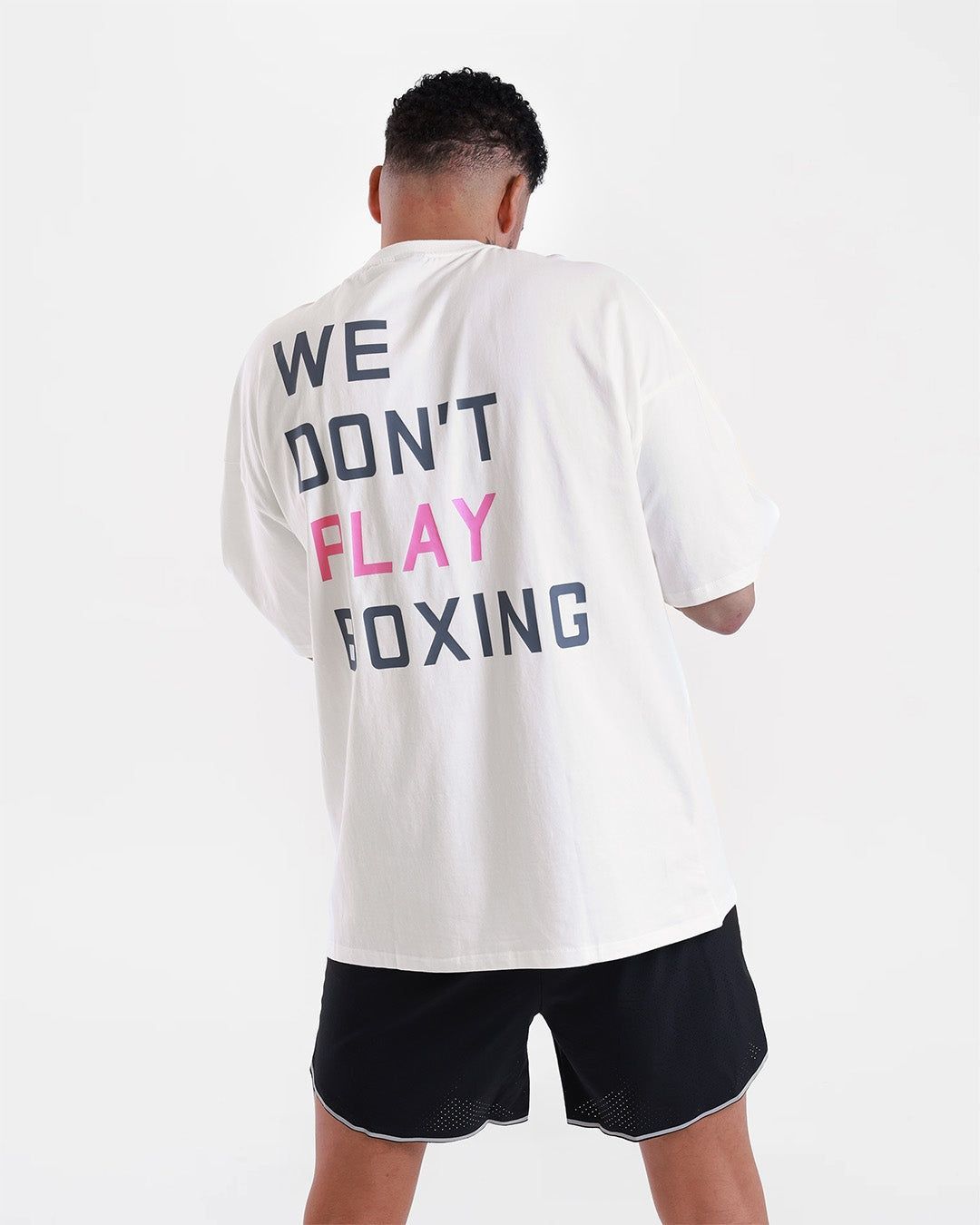 Футболка We Don't Play Boxing Oversized Білий/Рожевий, XS